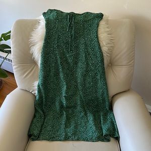 REFORMATION Green Strapless Midi Dress